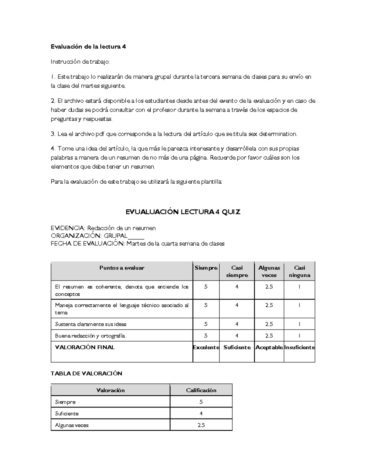 Yunahedi Quiz 4 Sex Determination Instructivo Evaluación De La Lectura 4 Instrucción De 1802