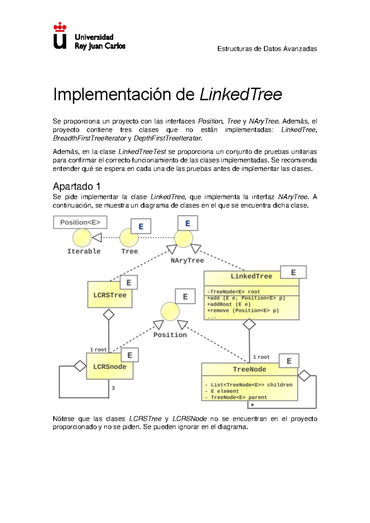 Enunciado - Estructuras de Datos Avanzadas Implementación de LinkedTree ...