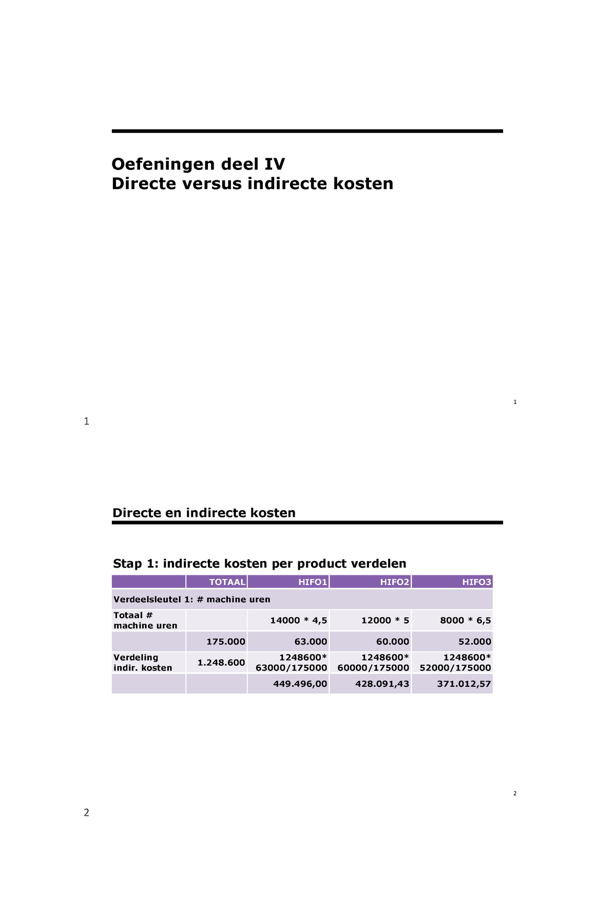 Cost Accounting MAR 2020-2021 Oplossingen Deel IV V - 1 Oefeningen Deel ...