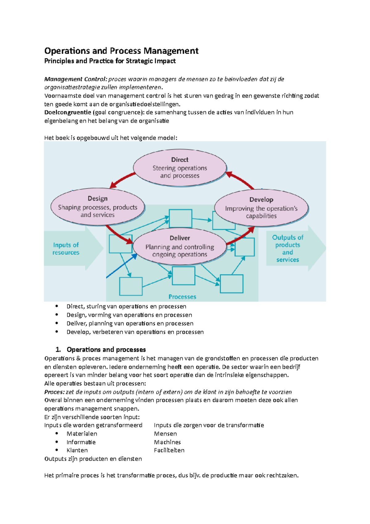 Samenvatting Operations and Process Management - Operations and Process ...