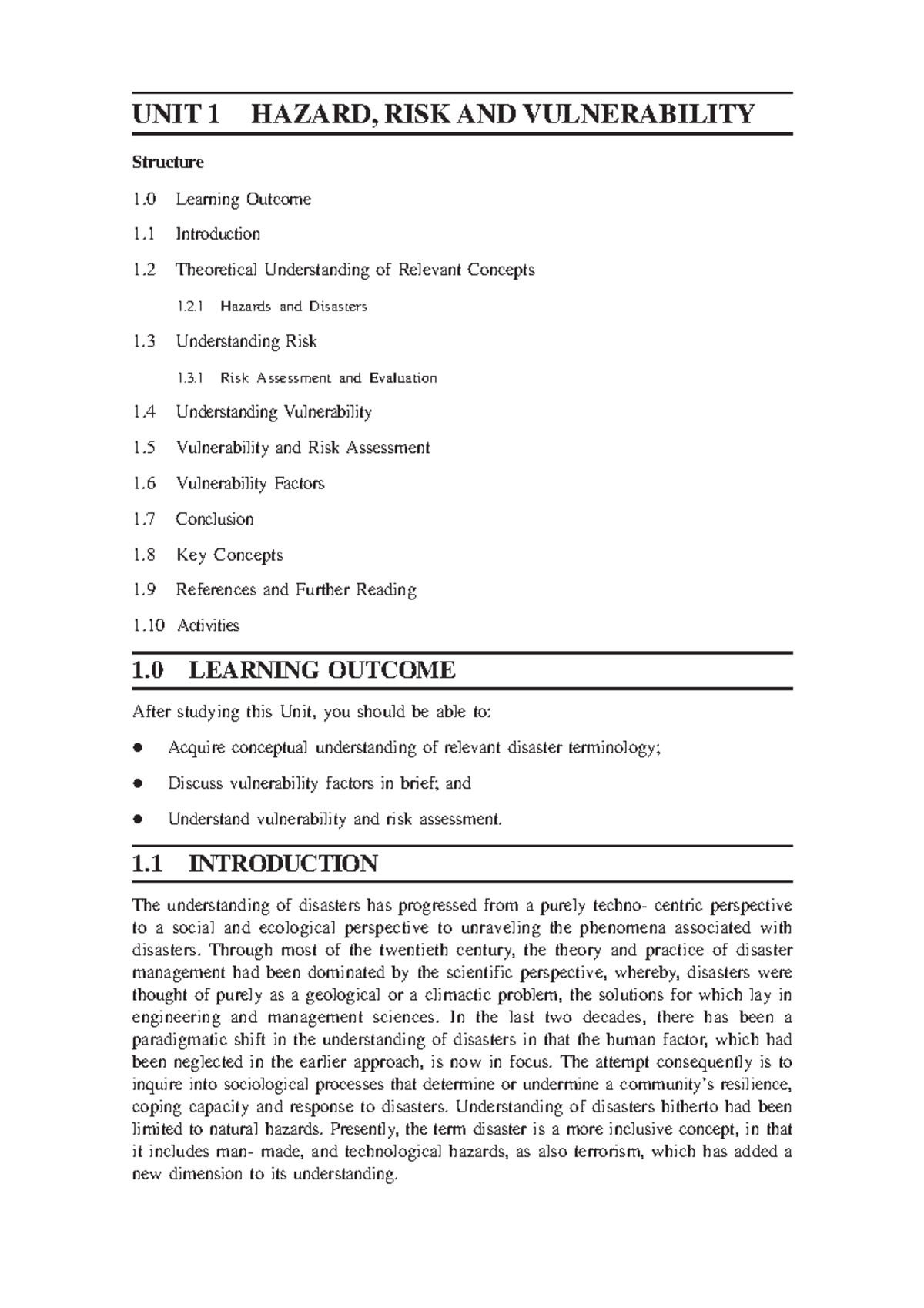 Unit 01 Hazard Risk And Vulnerability Unit 1 Hazard Risk And Vulnerability Structure 1