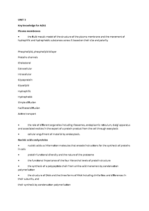 Biology Unit 3 And 4 Revision And Summaries - BIOLOGY 3 & 4 Exam ...