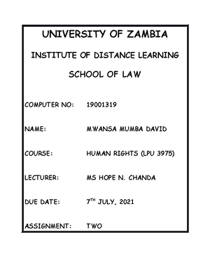 Emergency Powers and Human Rights - Human Rights Law - UNZA - Studocu
