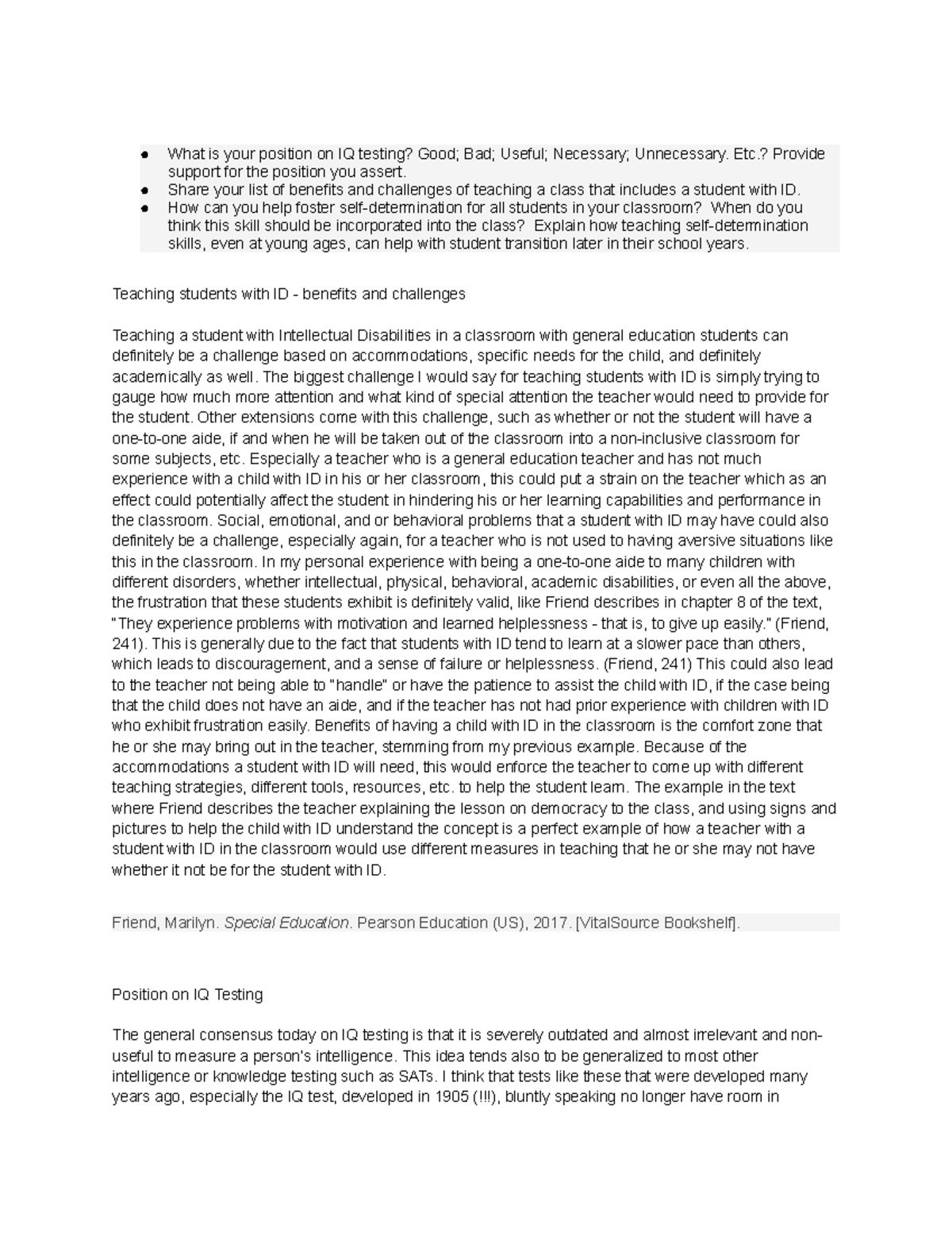 DB 5 - discussion board - What is your position on IQ testing ...