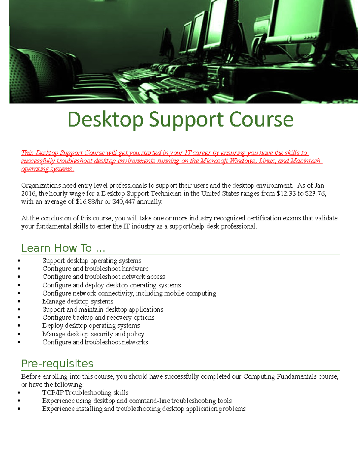 Project 1 - fydryd - Desktop Support Course This Desktop Support Course ...