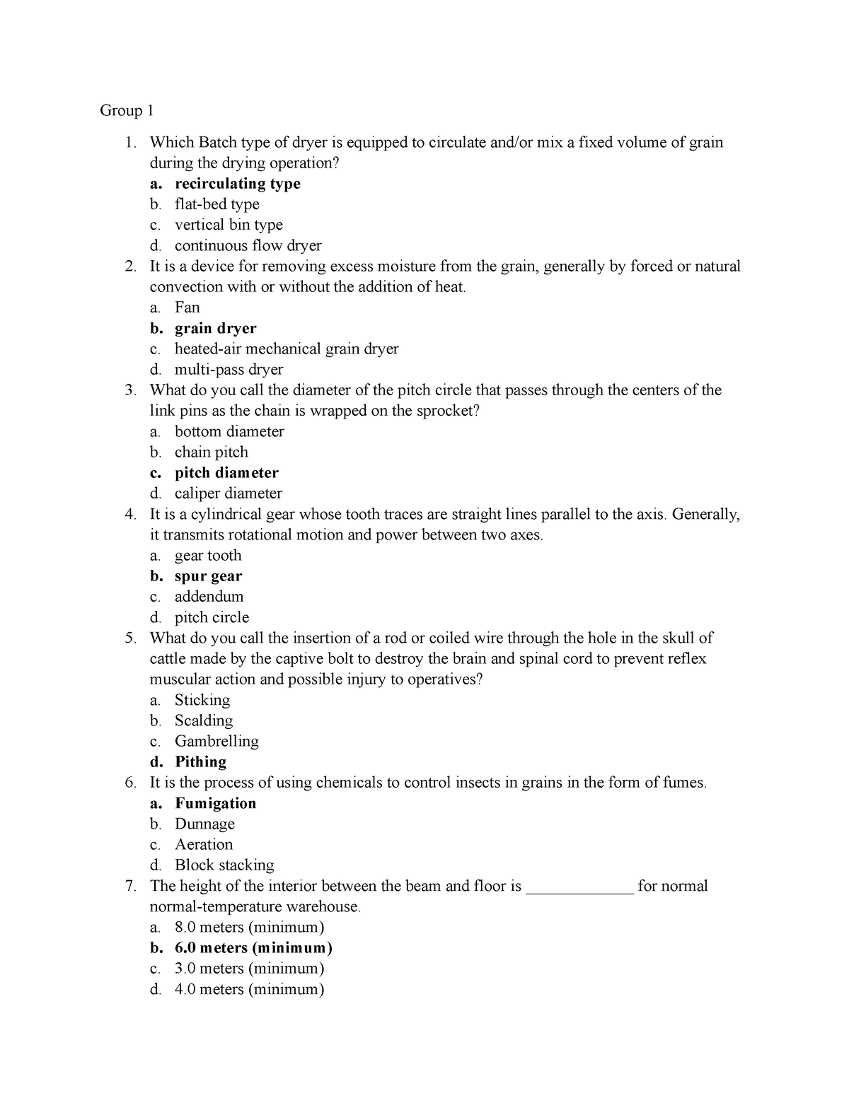 PAES Questions Vol.1 (Group 1) - Group 1 1. Which Batch type of dryer ...