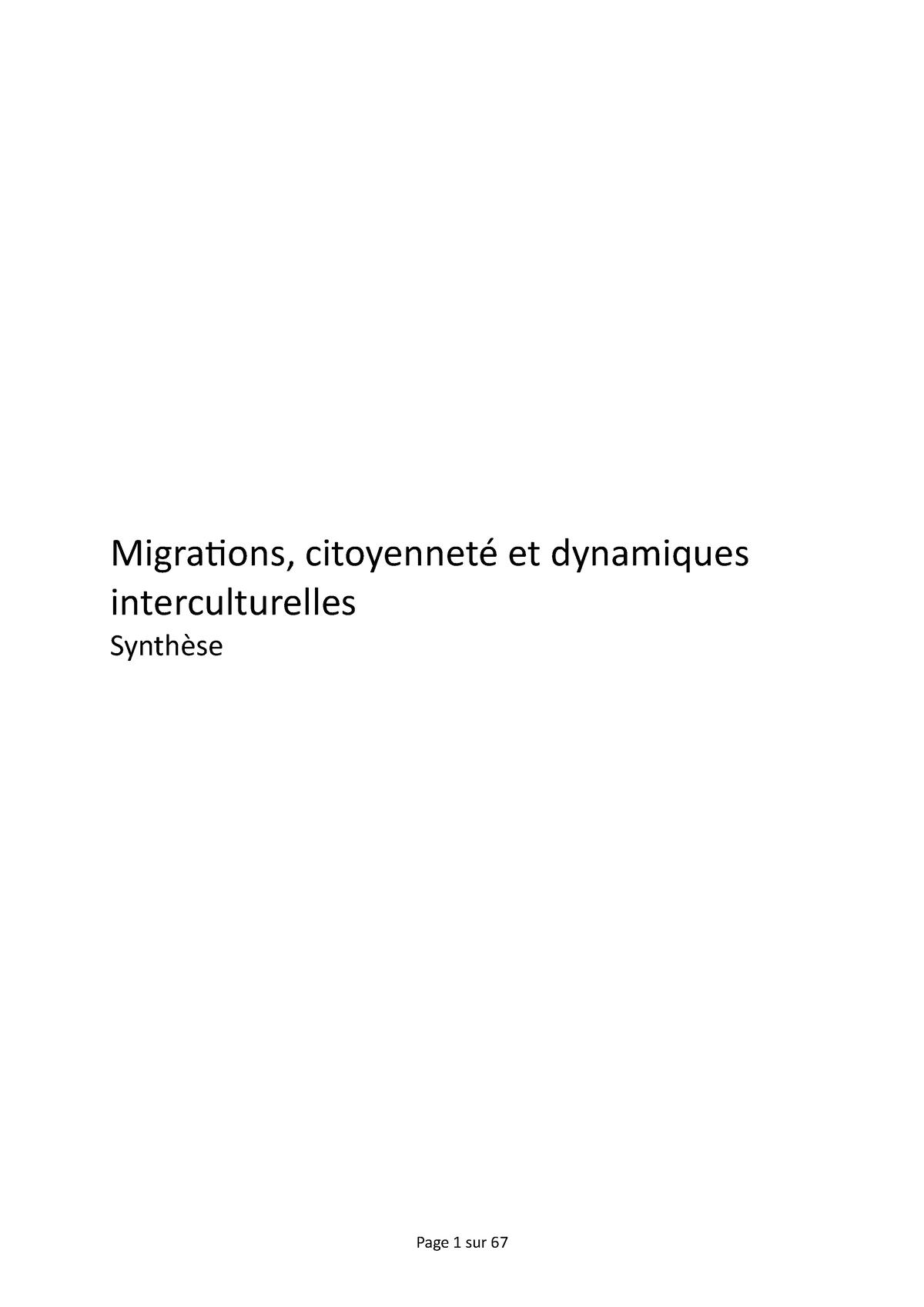 Synthèse Complète - Migrations, Citoyenneté Et Dynamiques ...