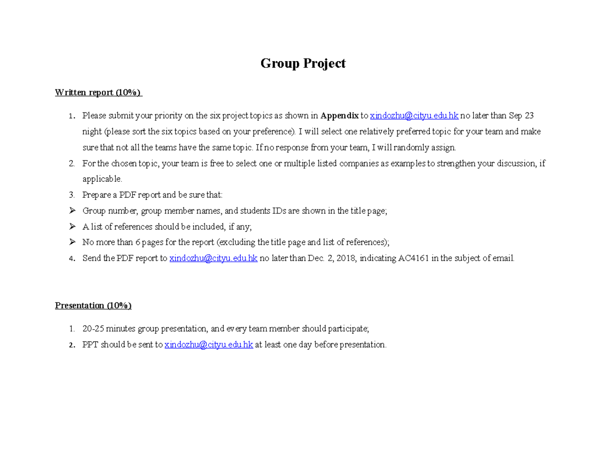 AC4161 Group Project - Grade: B+ - Group Project Written Report 1 ...