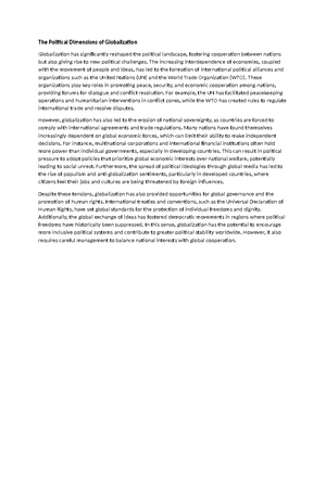 The Economic Impact of Globalization - The Economic Impact of ...