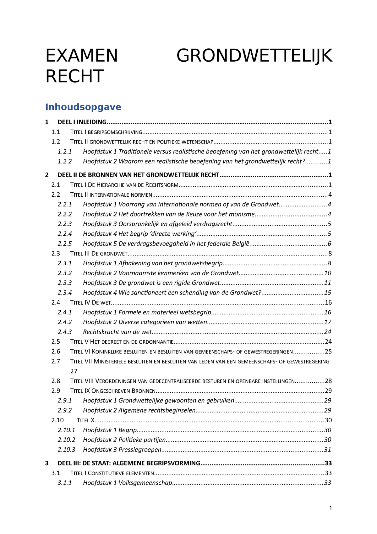 Examenvragen Grondwettelijk Recht - EXAMEN GRONDWETTELIJK RECHT 1 TITEL ...