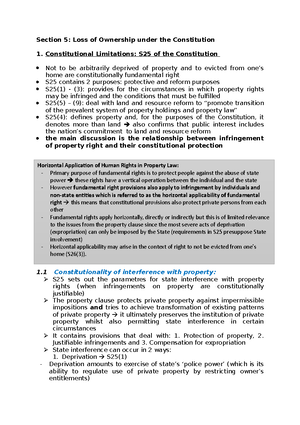 Section 3 - Real Rights - Lecture notes 1- 10 - Section 3: Real Rights ...