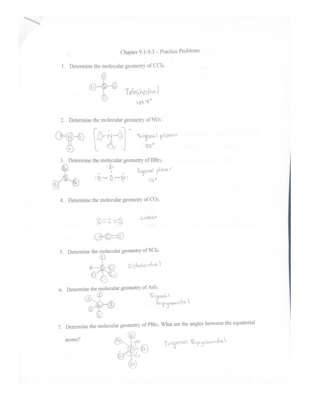 Chapter 9.1-9.3 - Practice Problems - CHE 1210 - Studocu