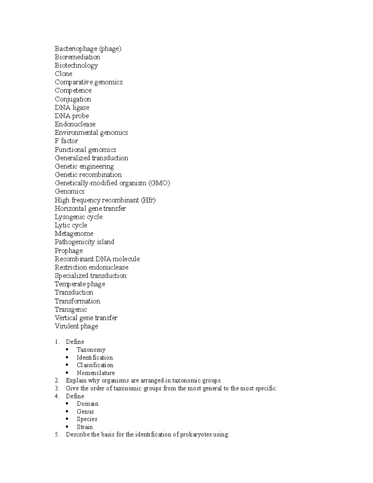 Micro Topic 3 Study Guide Ch 8 10 12 - Bacteriophage (phage ...