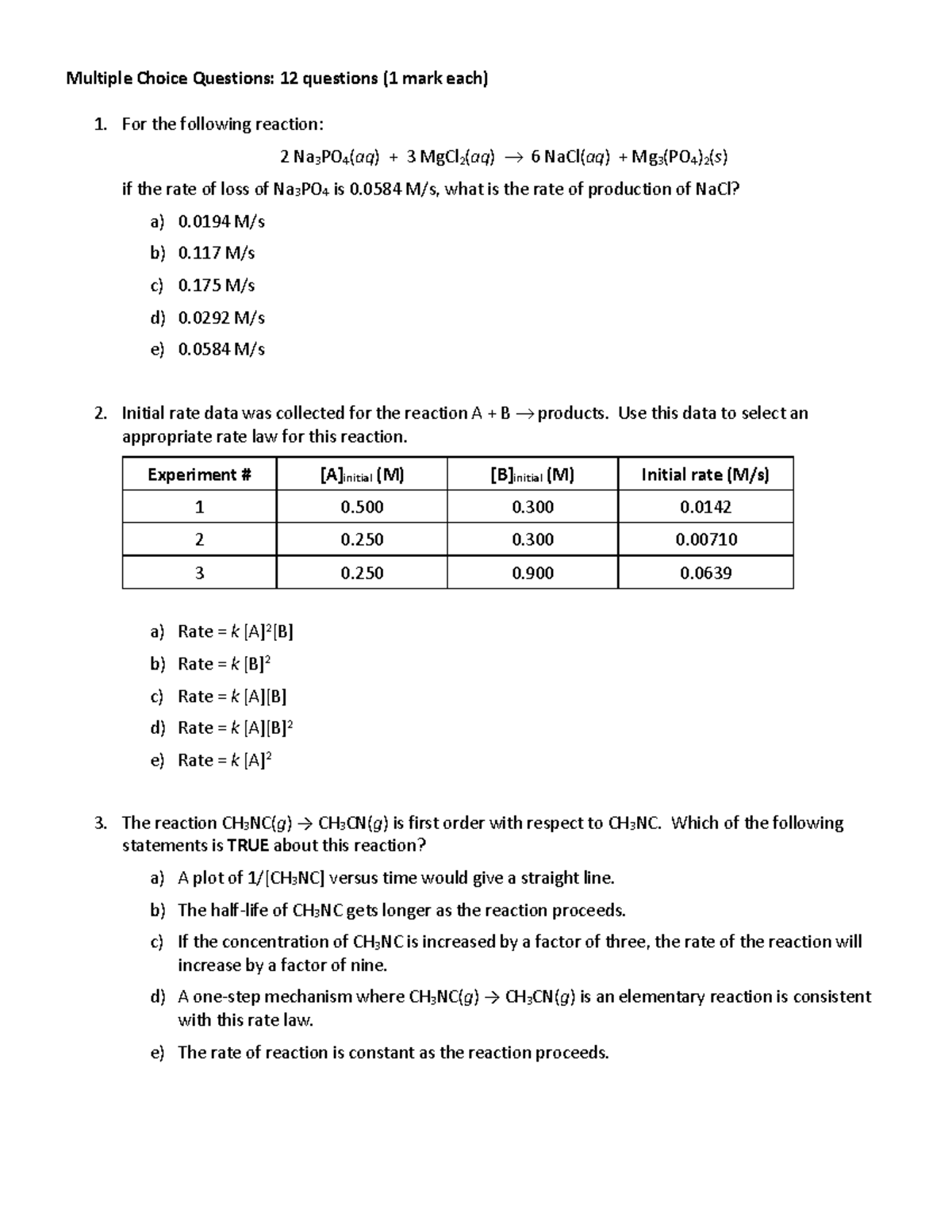 Test 2 blank - Term 2 test - Multiple Choice Questions: 12 questions (1 ...