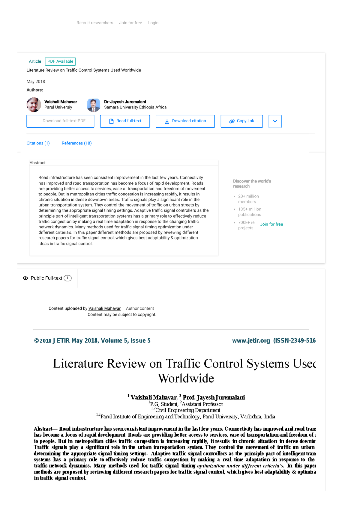 literature review on traffic management system