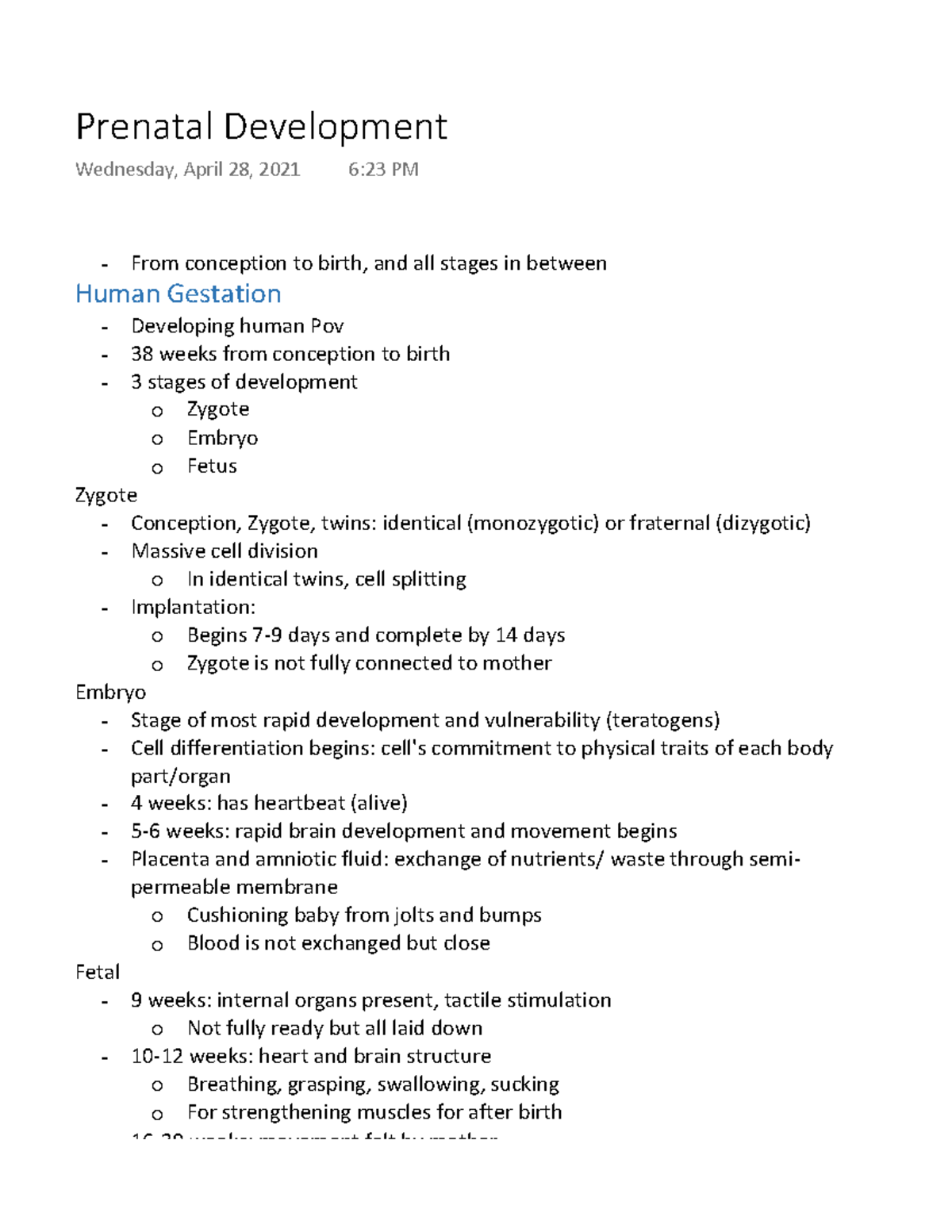 Prenatal Development - Ganger - From conception to birth, and all ...