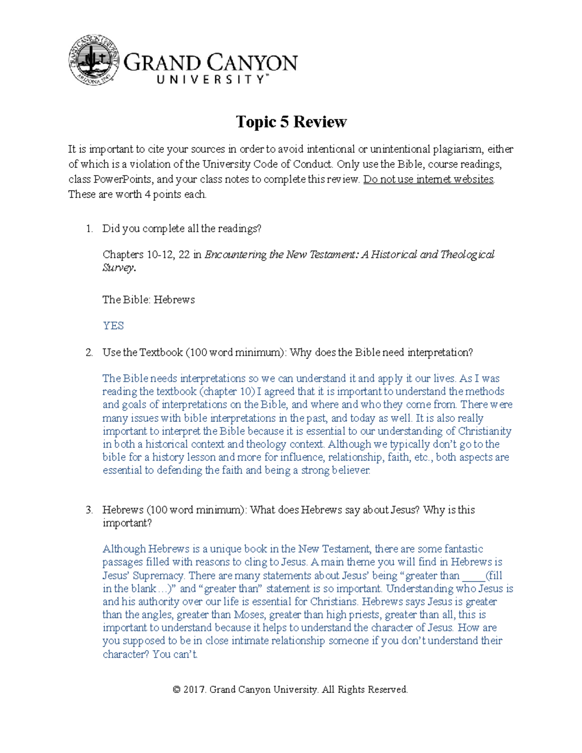 Topic 5 Review- hebrews and bible interpretation - Topic 5 Review It is ...