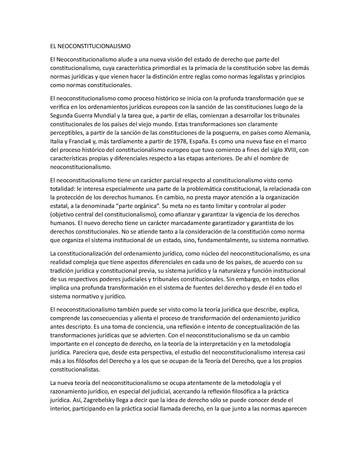 Neoconstitucionalismo - El Neoconstitucionalismo Como Proceso HistÛrico ...