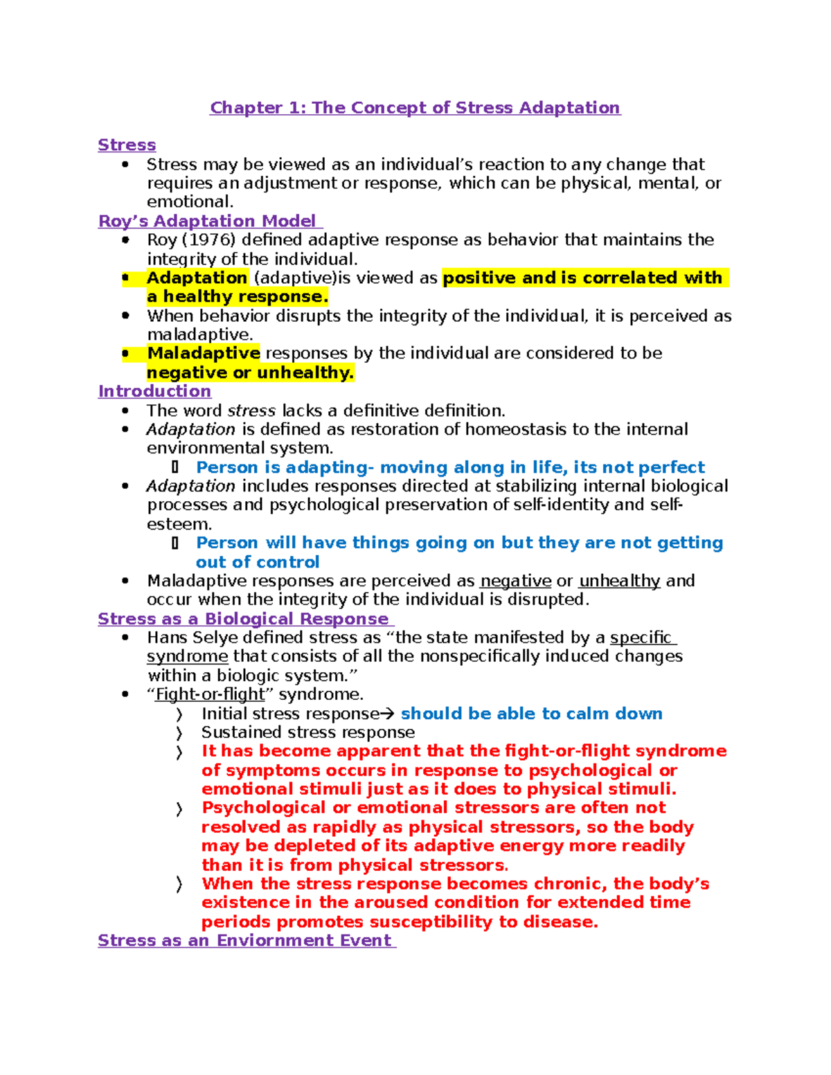 Chapter 1 The Concept Of Stress Adaptation - Chapter 1: The Concept Of ...