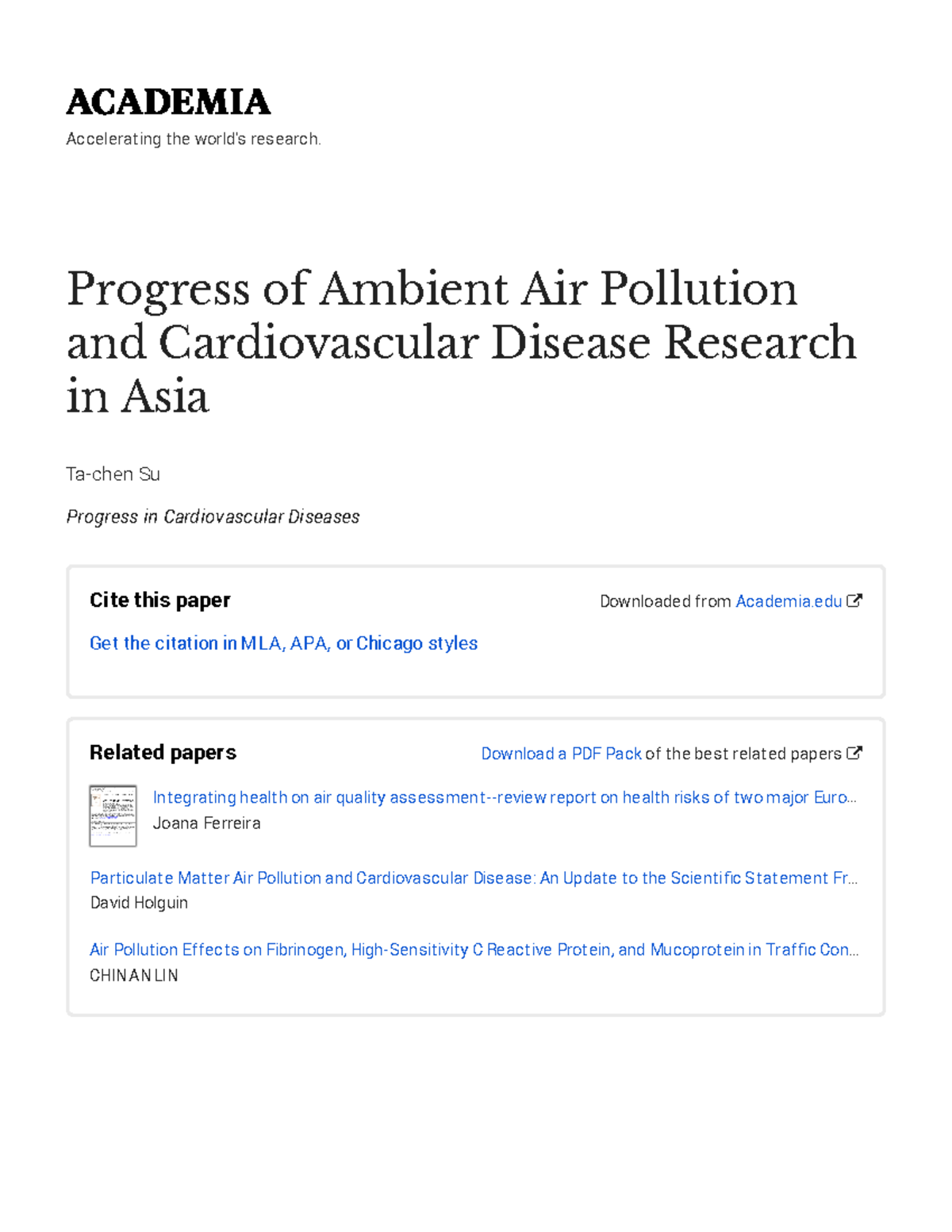 Progress of Ambient Air Pollution and Ca2016 0527-29804-1snmc46-with