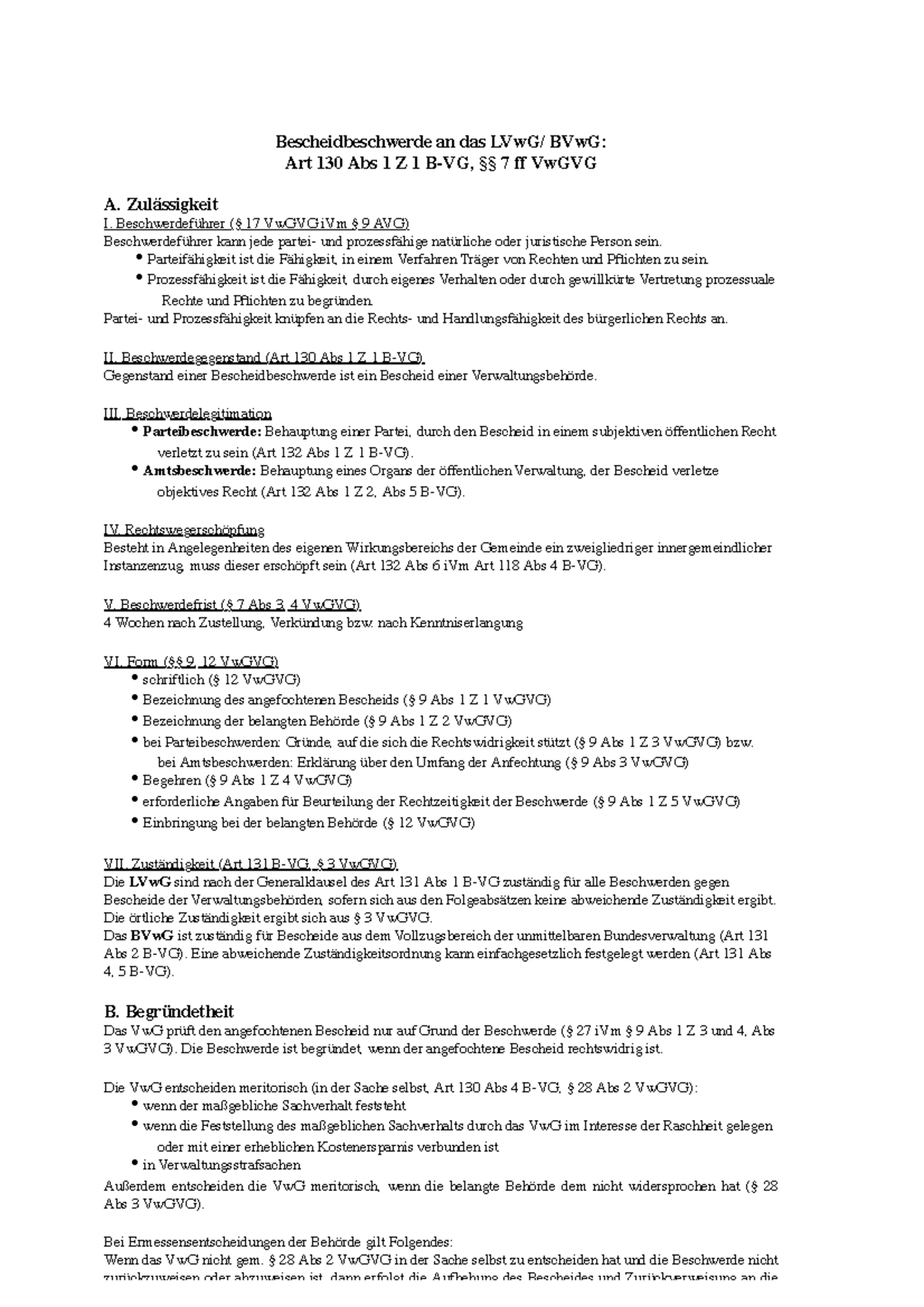 Bescheidbeschwerde LVw G BVw G Bescheidbeschwerde an das LVwG/ BVwG