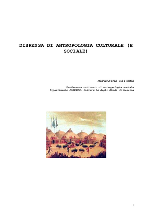 Antropologia culturale e sociale - Berardino Palumbo