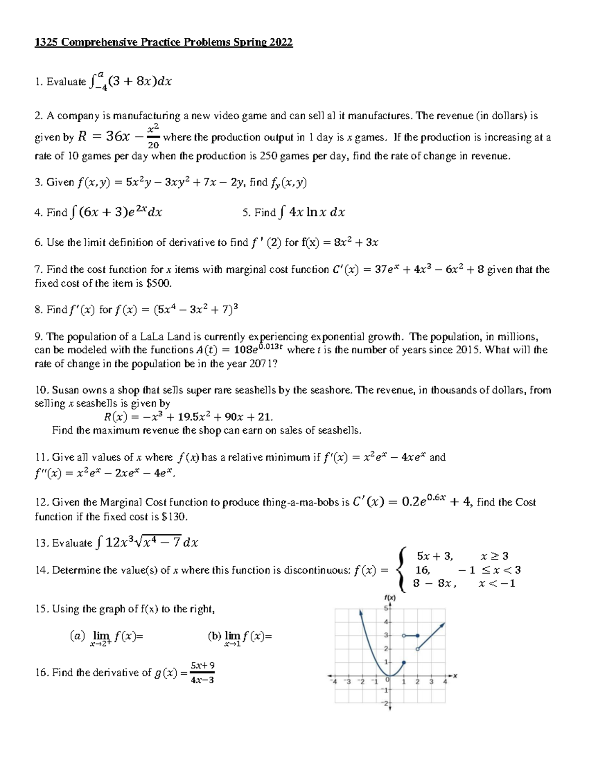 1325 Comprehensive Practice Problems 20221 - 1325 Comprehensive ...