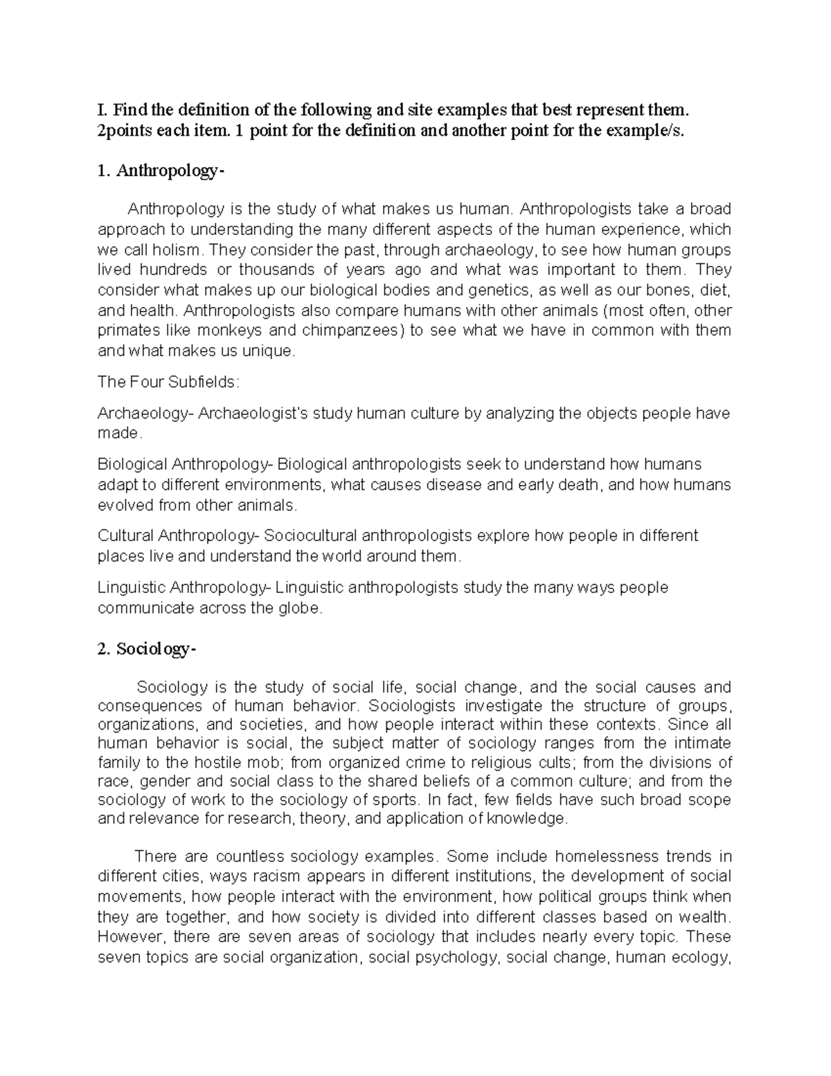 USCP I. Find the definition of the following and site examples that ...