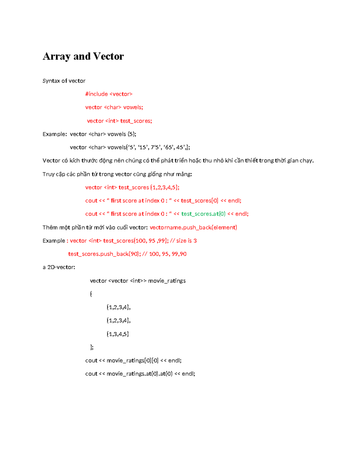 C++ - ddd - Array and Vector Syntax of vector #include vector vowels ...