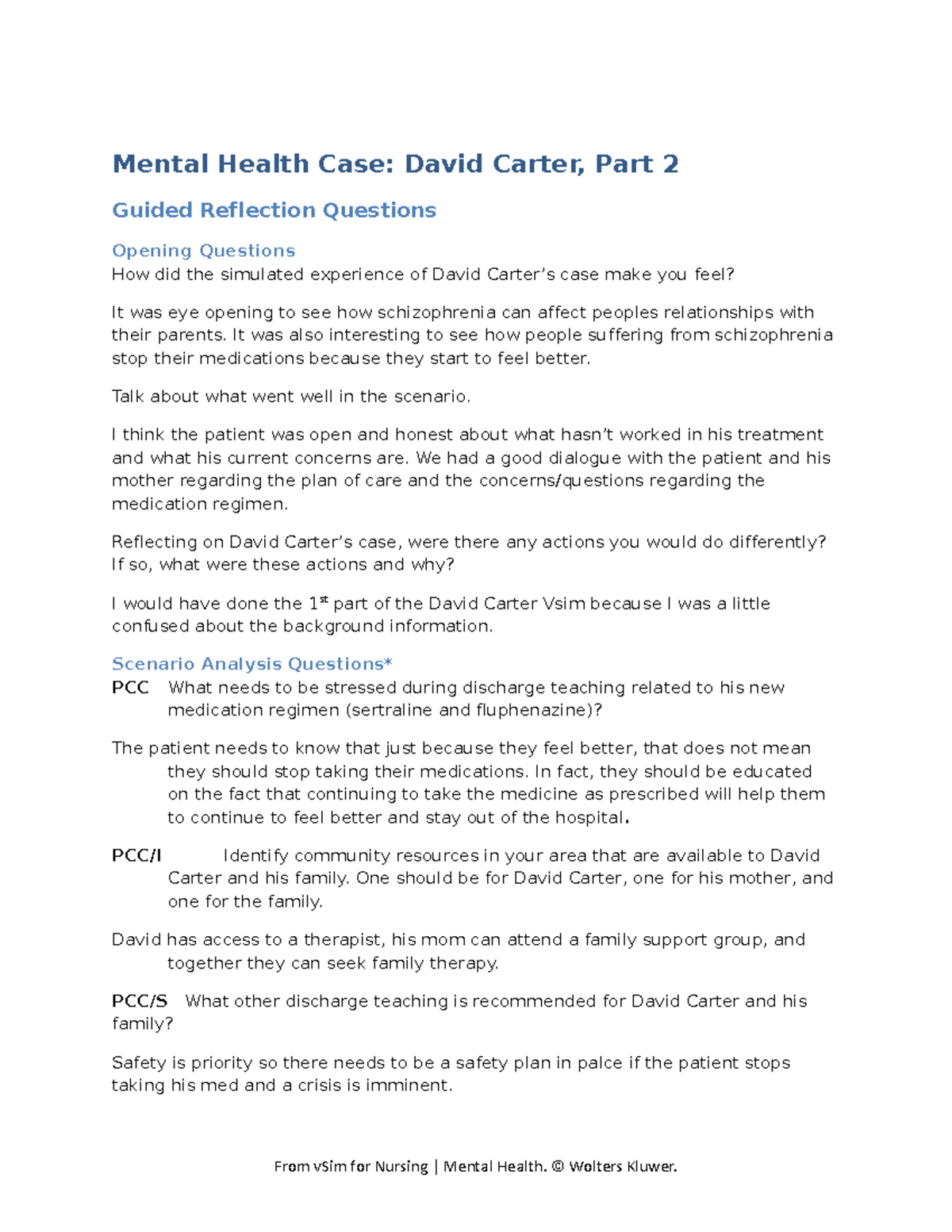 David carter vsim - Mental Health Case: David Carter, Part 2 Guided ...