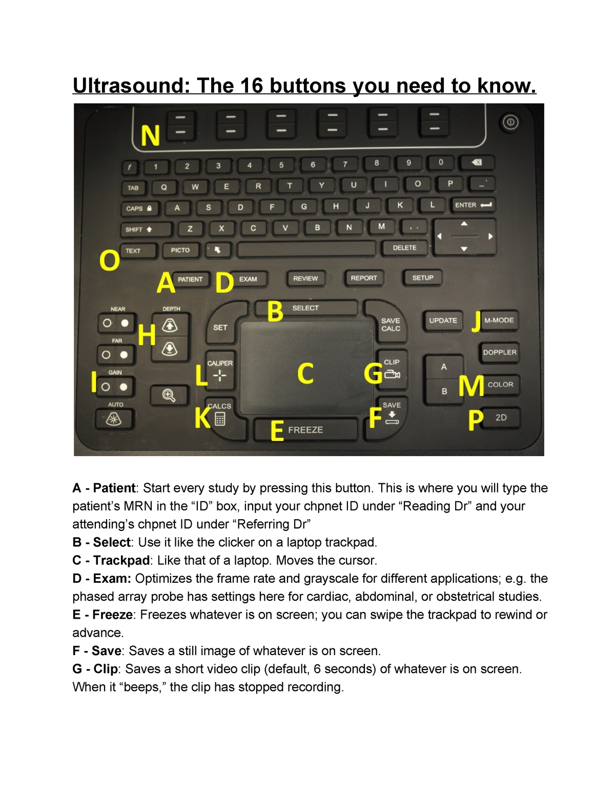 Knobology Outline - Protocolo Sonografia - Ultrasound: The 16 Buttons ...