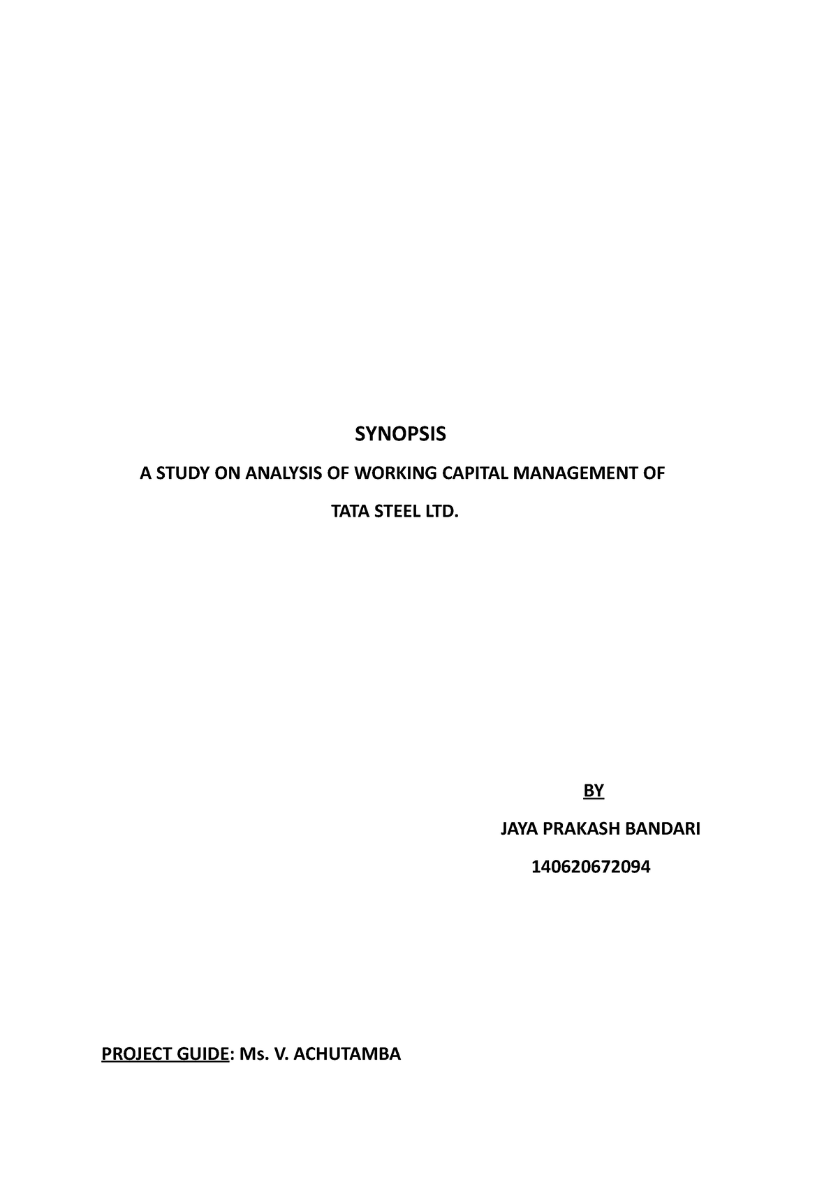 literature review on working capital management of tata steel