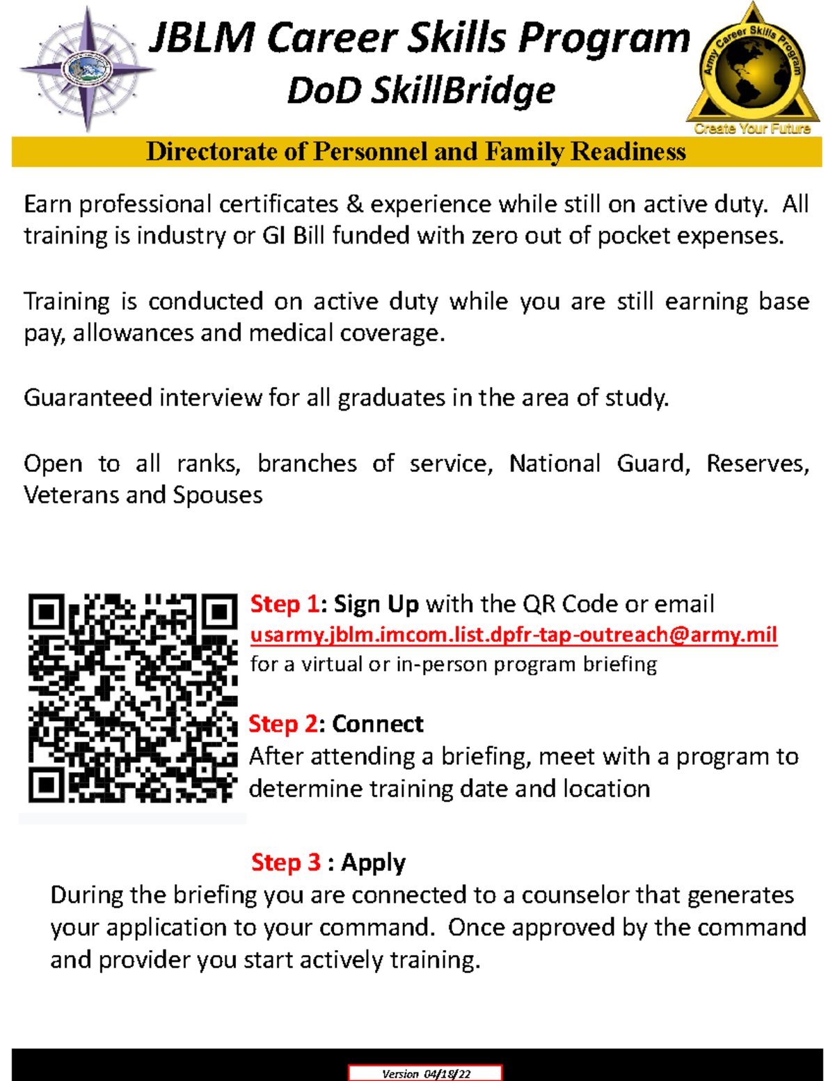 JBLM CSP Options v 18APR22 Directorate of Personnel and Family