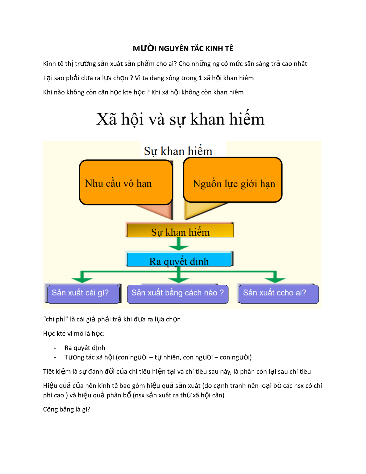 KINH TE VI MO - Short Notes - M ƯỜI NGUYÊN TẮẮC KINH TÊẮ Kinh Tếế Th ...