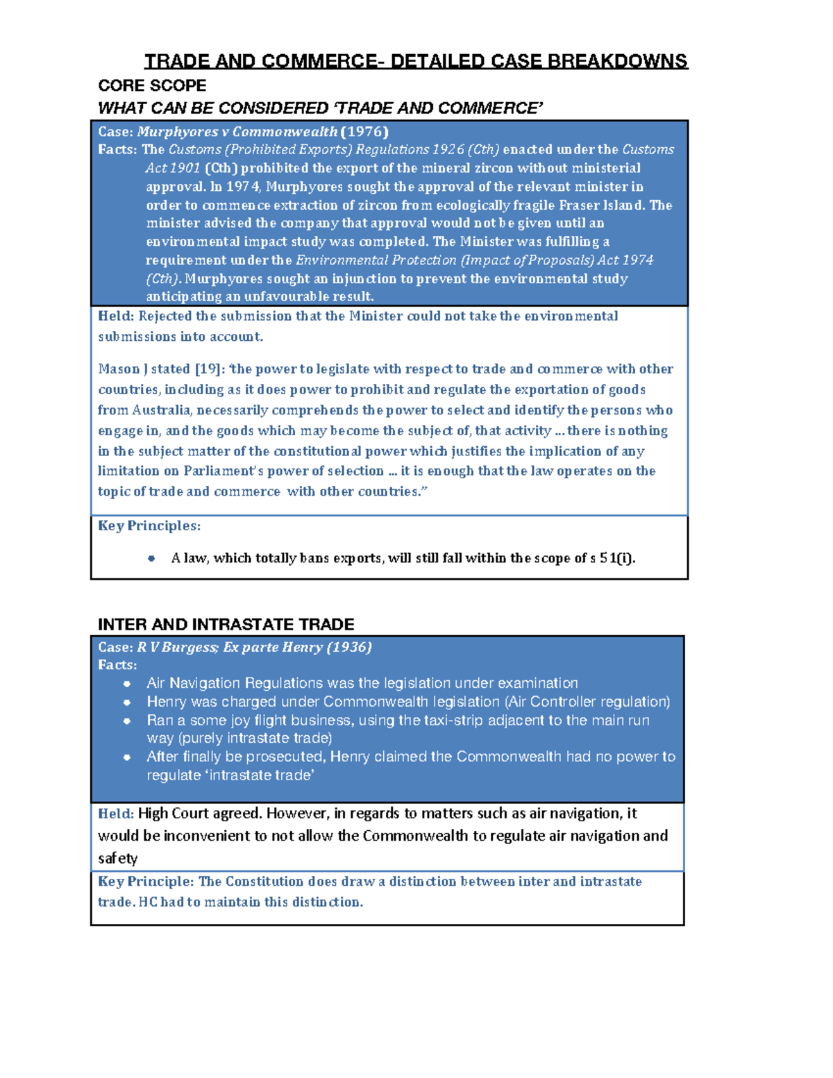 Trade AND Commerce- Detailed CASE Breakdowns - TRADE AND DETAILED CASE ...