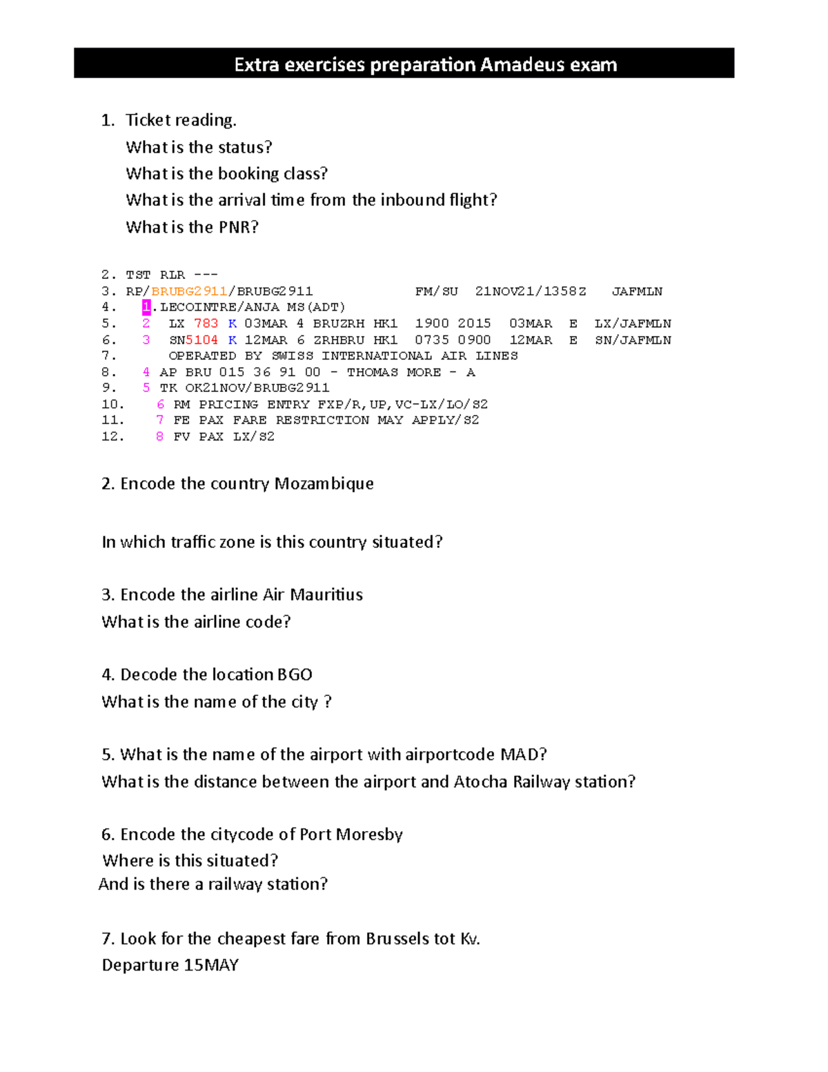 21 preparation exam Amadeus - Extra exercises preparation Amadeus exam ...