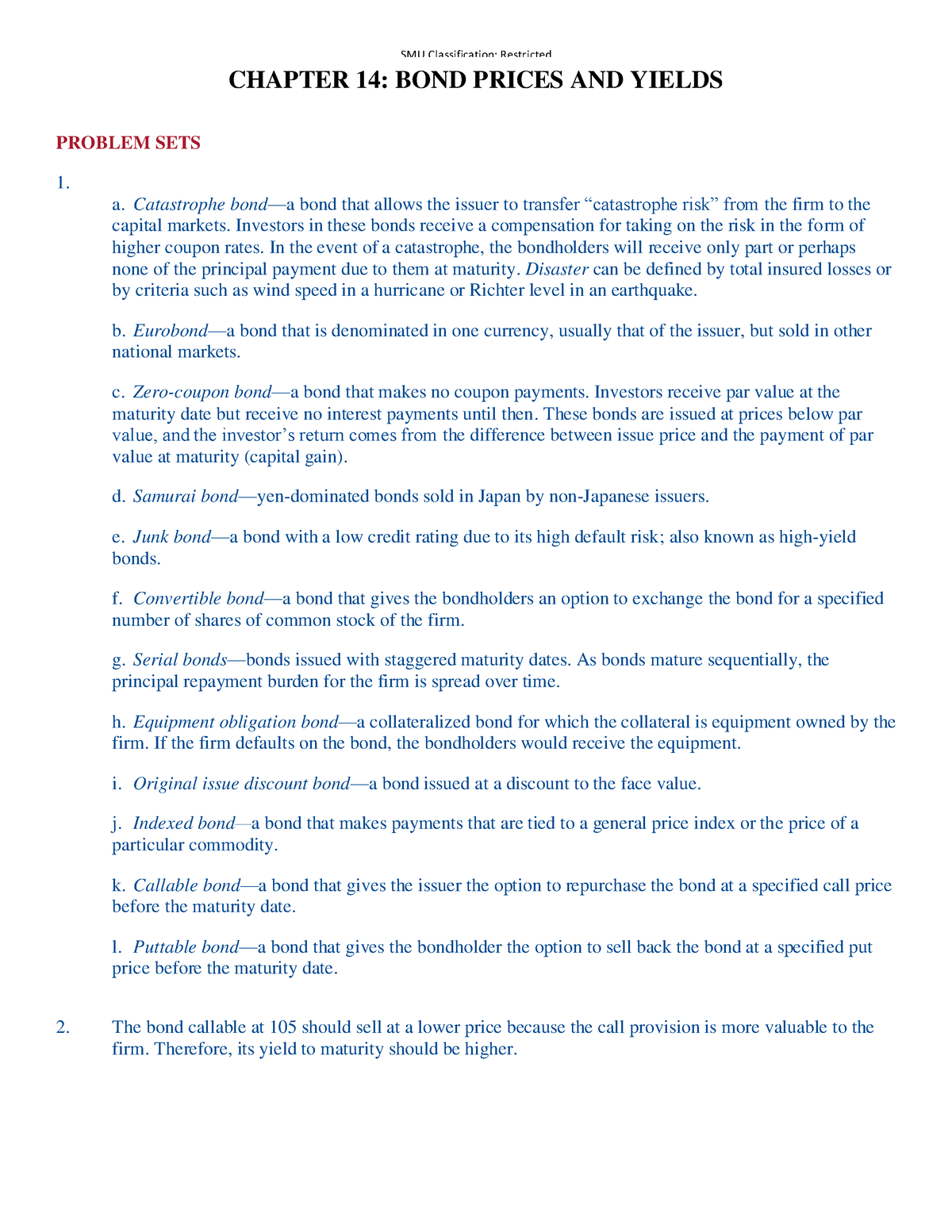 Chapter 14 - Answers - CHAPTER 14: BOND PRICES AND YIELDS PROBLEM SETS ...