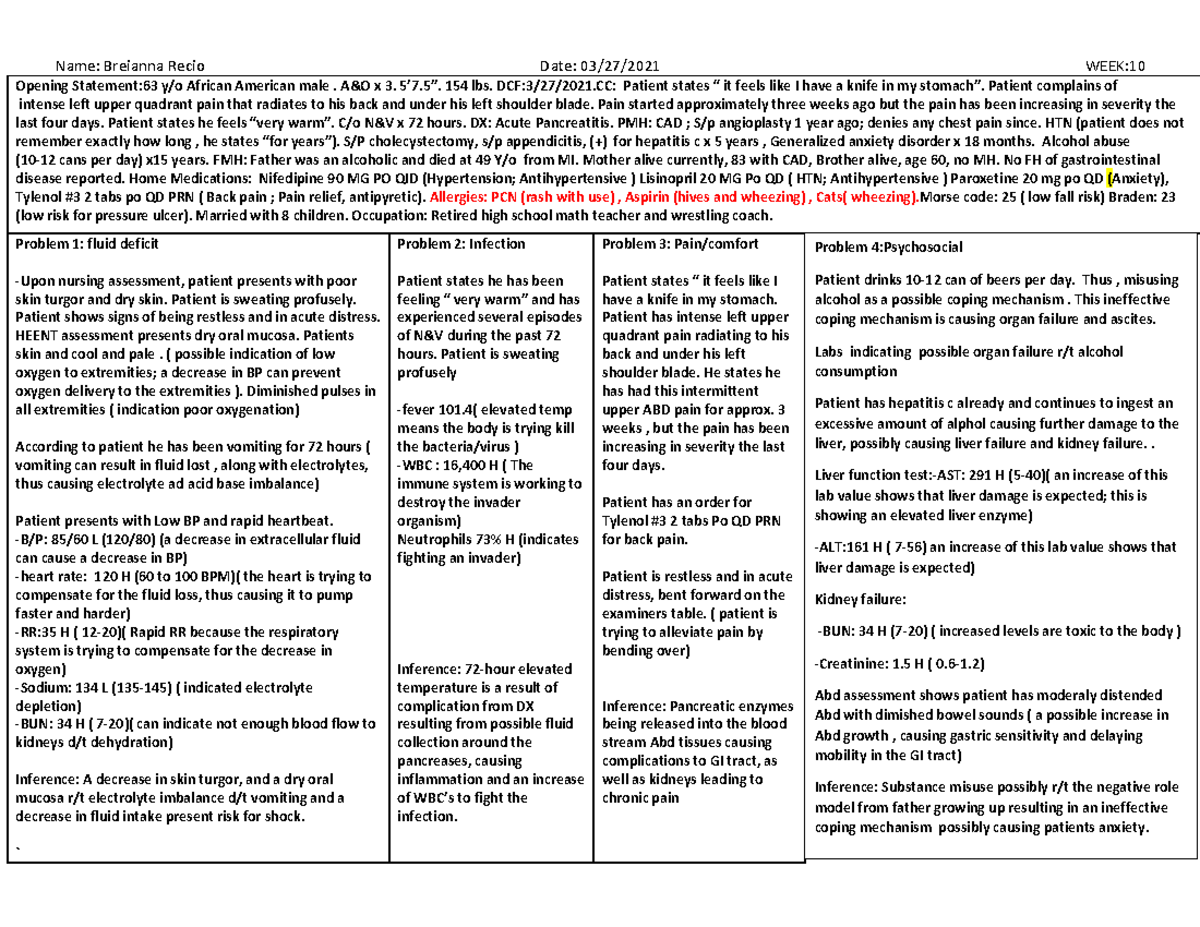 Pancreatitis upload pdf 2 Name Breianna Recio Date 03/27/2021 WEEK