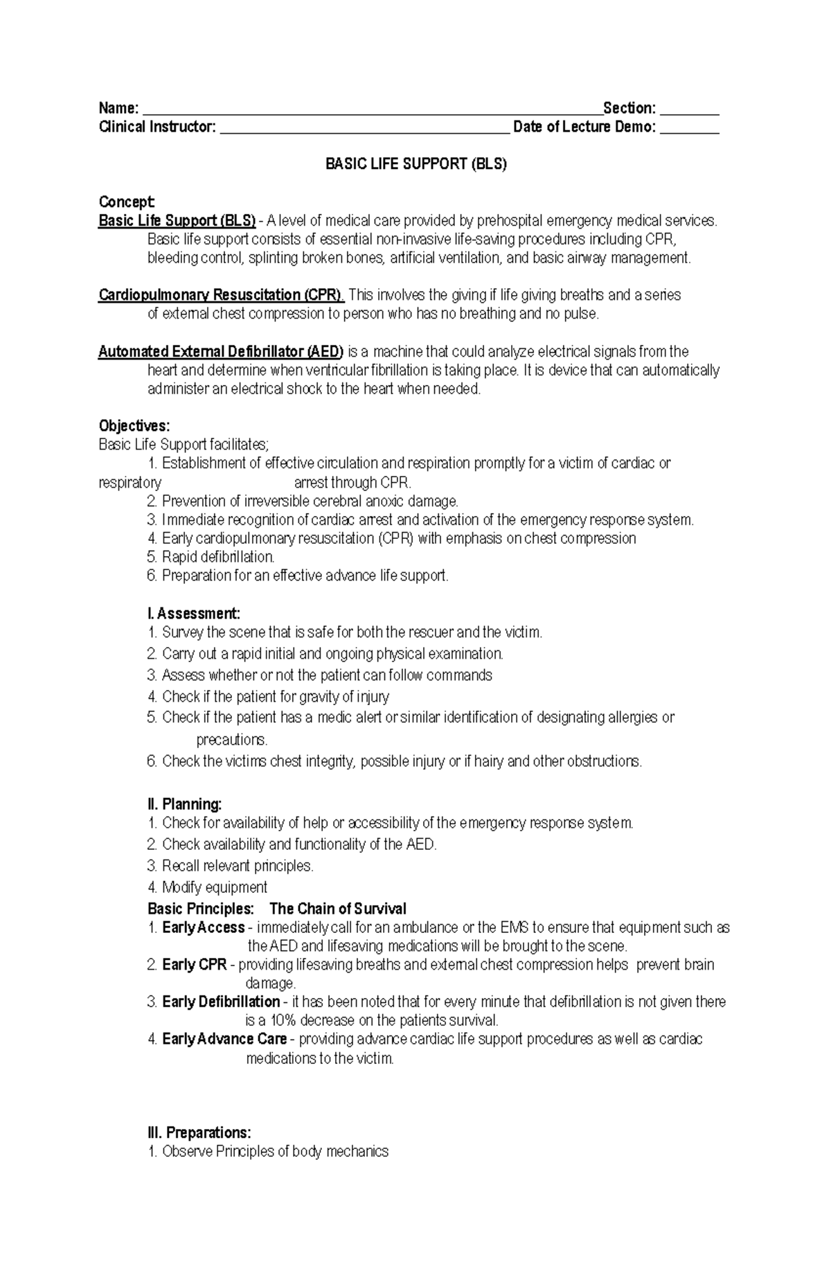 NCM-310-RLE-Procedural-Checklist - Name: - Studocu