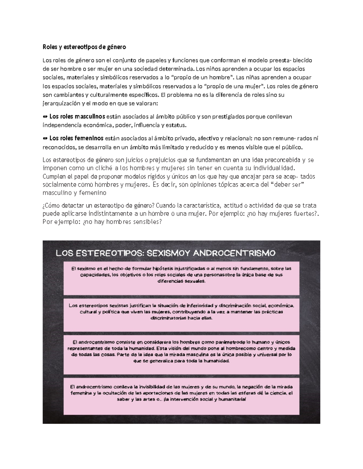 Roles y estereotipos de género - Roles y estereotipos de género Los ...