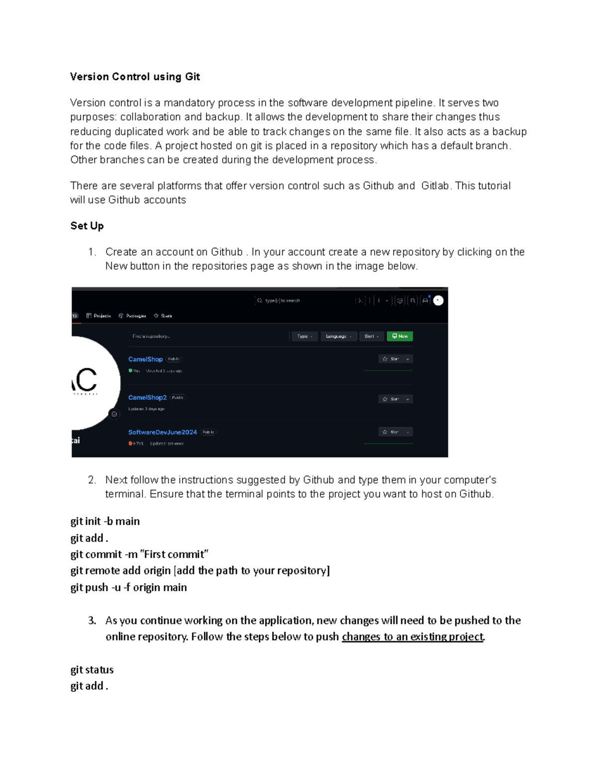 Version Control using Git - Version Control using Git Version control ...