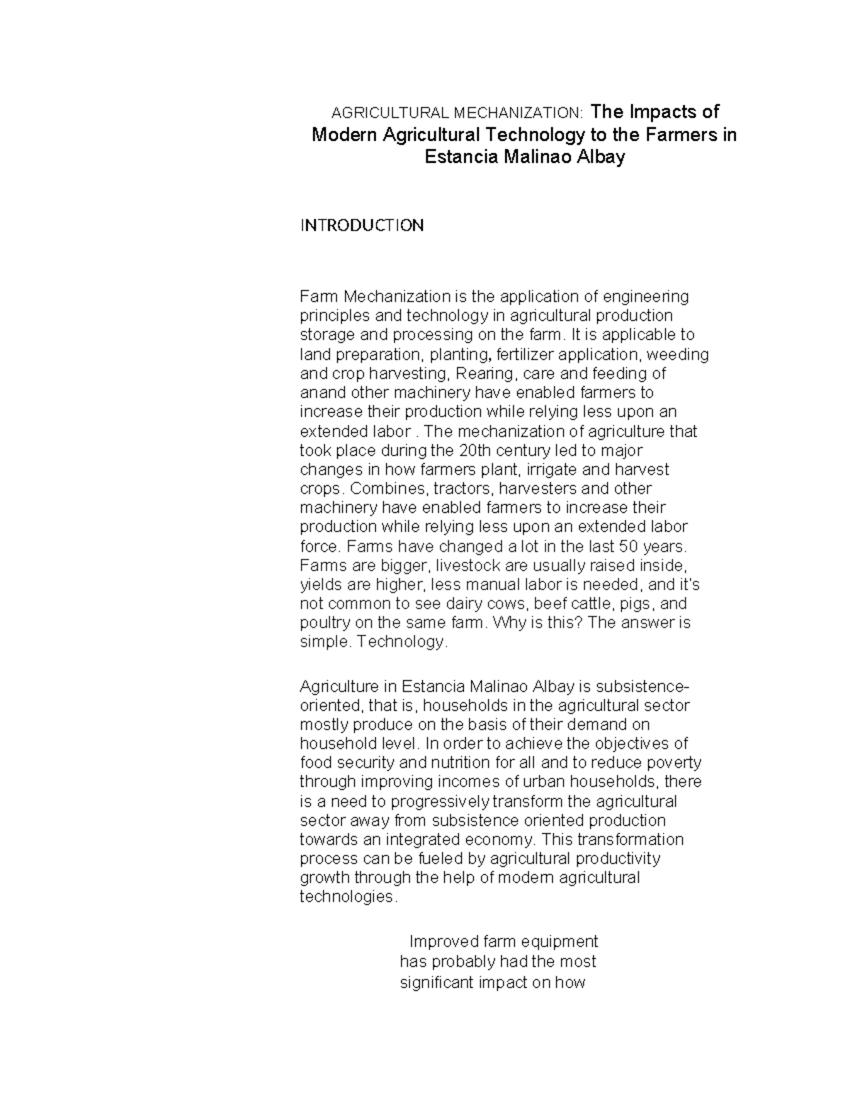 Agricultural Mechanization - AGRICULTURAL MECHANIZATION: The Impacts of ...