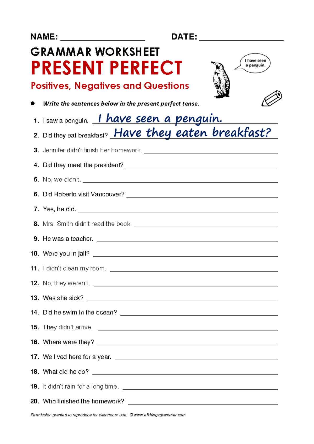 Present Perfect guia - NAME: ________________________ DATE ...