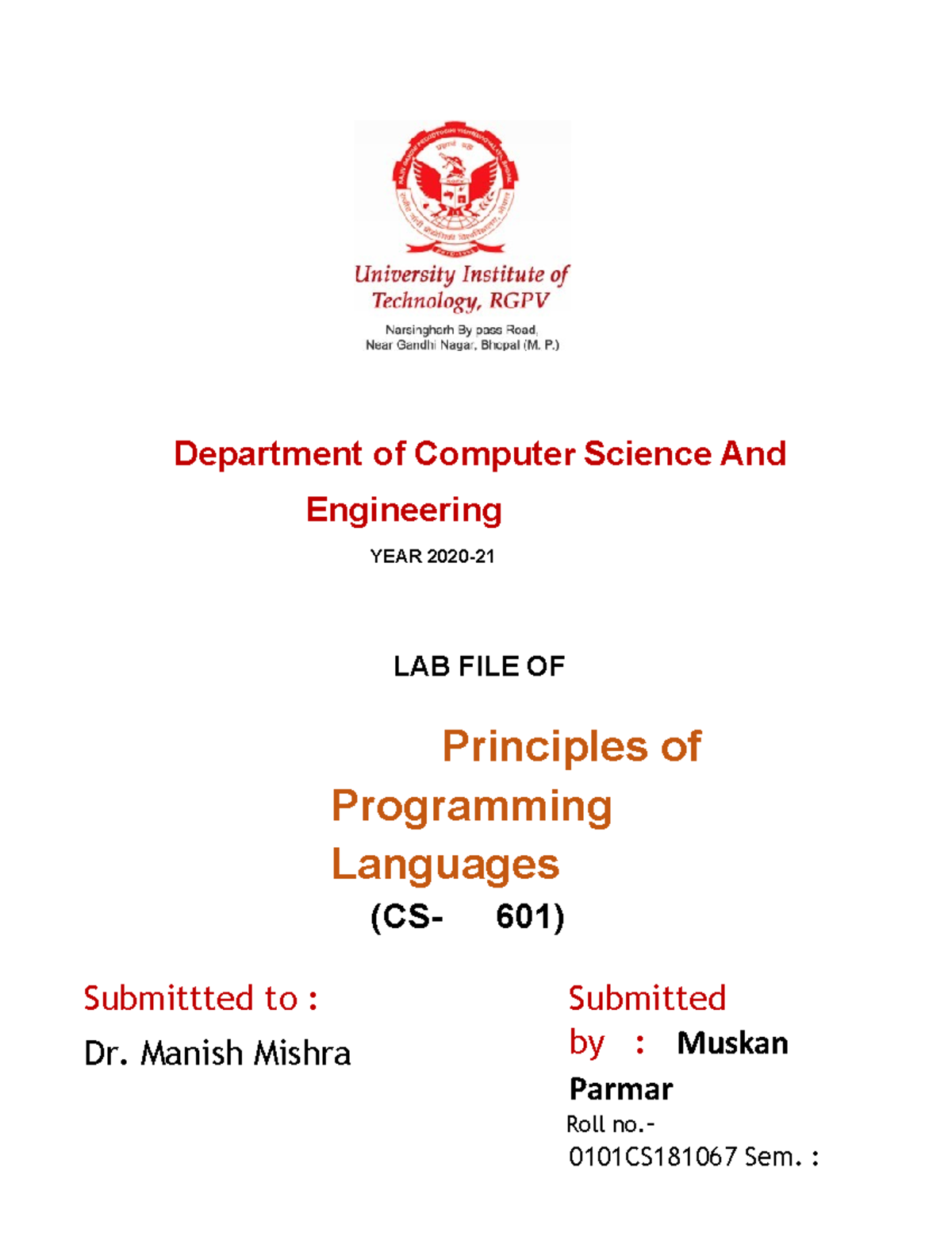 PPL LAB FILE-converted - Department of Computer Science And Engineering ...