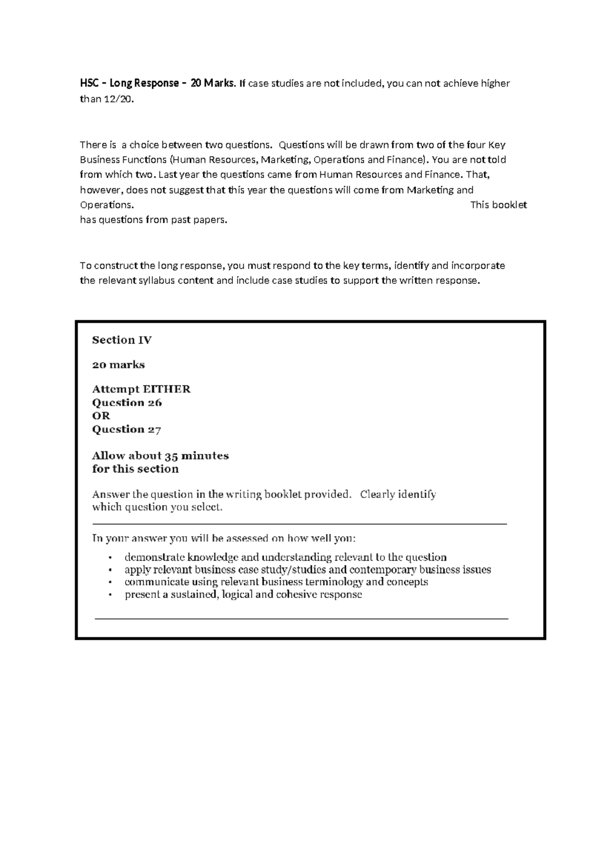 HSC long response revision book with verbs and syllabus - HSC – Long ...