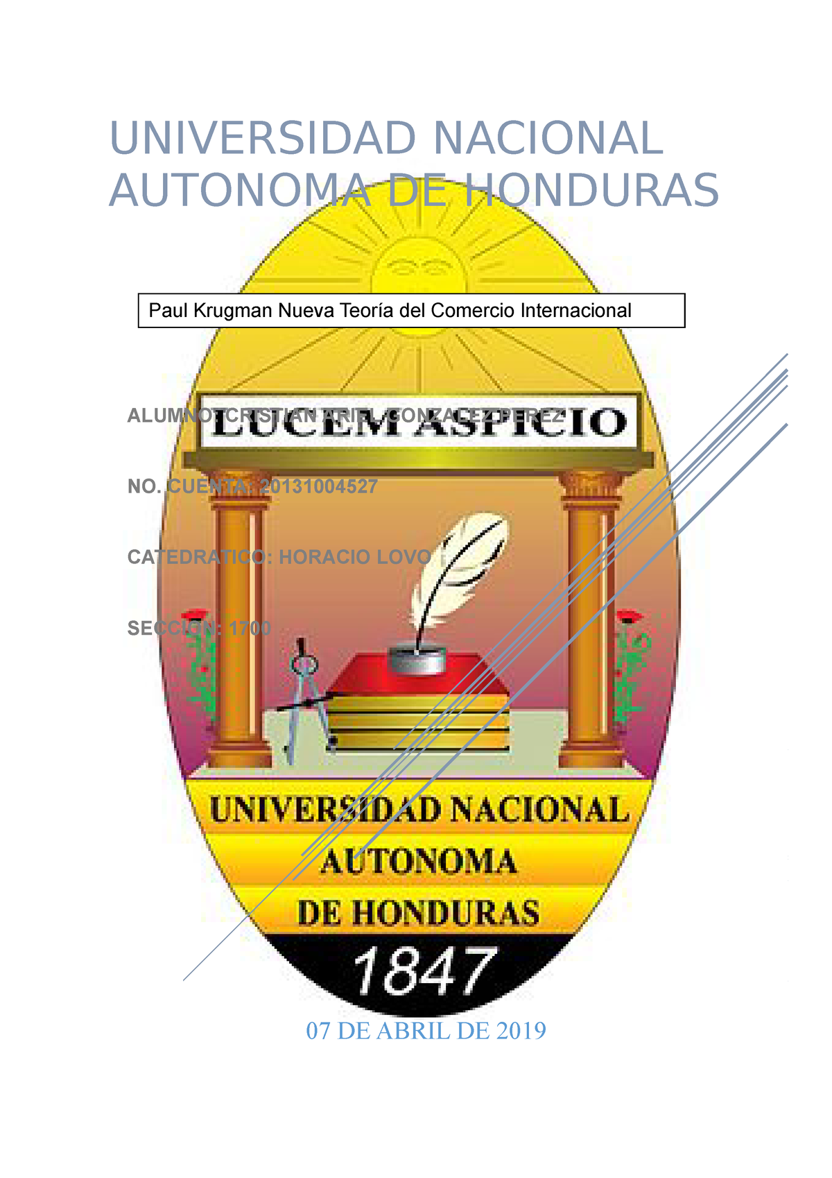 Paul Krugman Nueva Teoria del Comercio Internacional - UNIVERSIDAD NACIONAL  AUTONOMA DE HONDURAS - Studocu
