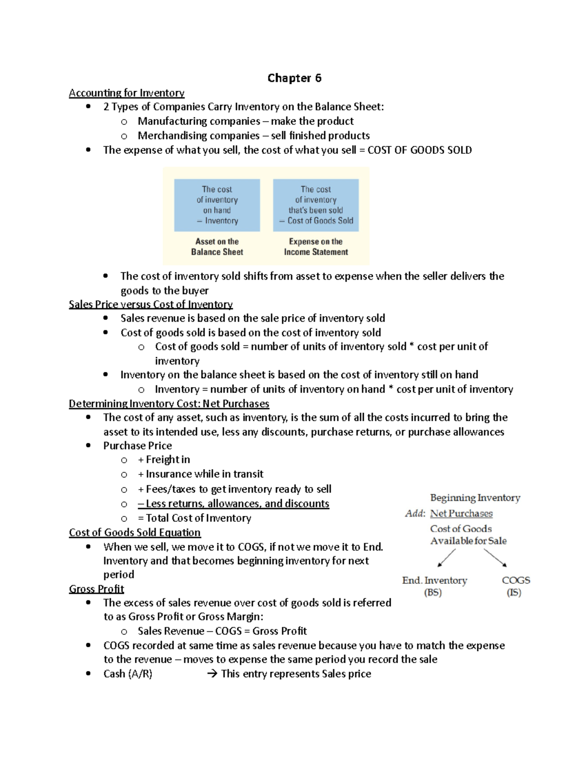 Chapter 6 - Inventory - Lecture Notes - Chapter 6 Accounting for ...