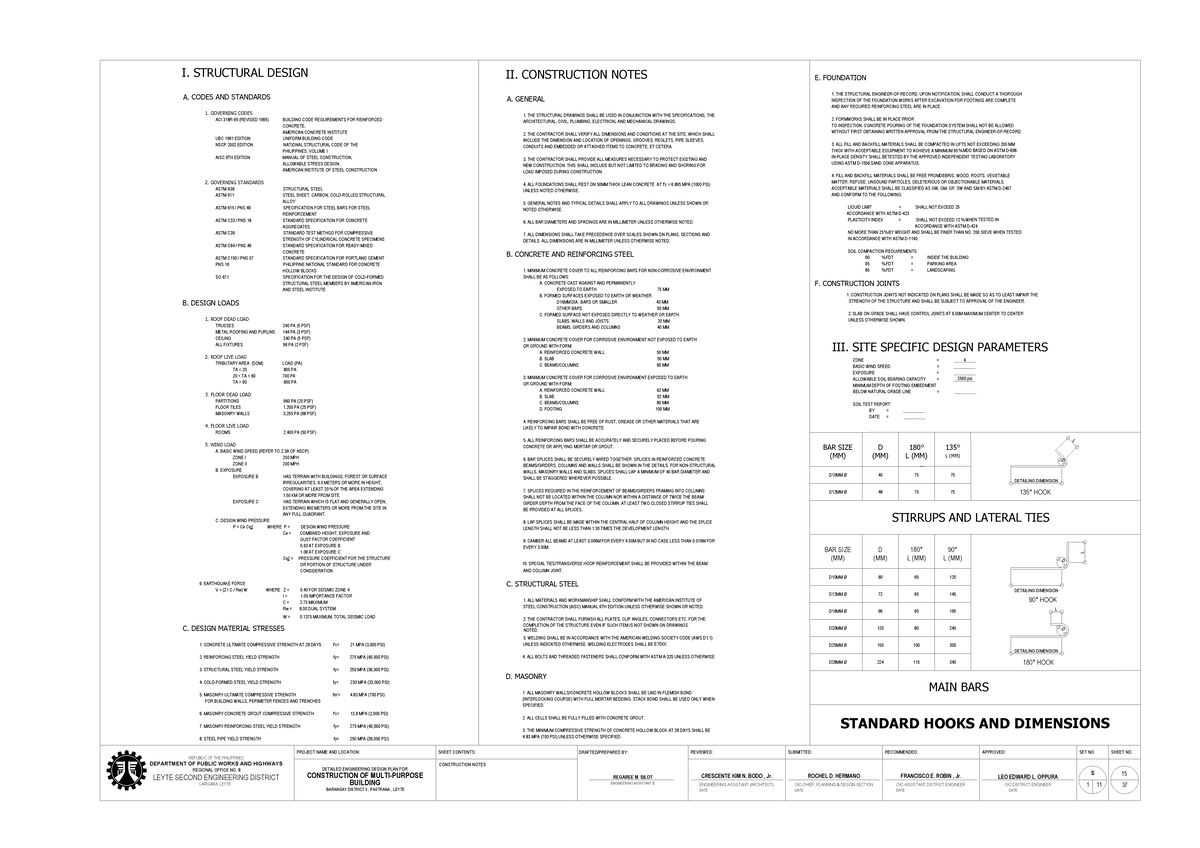 Plan for CID No. 21ID0029-2 - 1 15 CONSTRUCTION NOTES PROJECT NAME AND ...