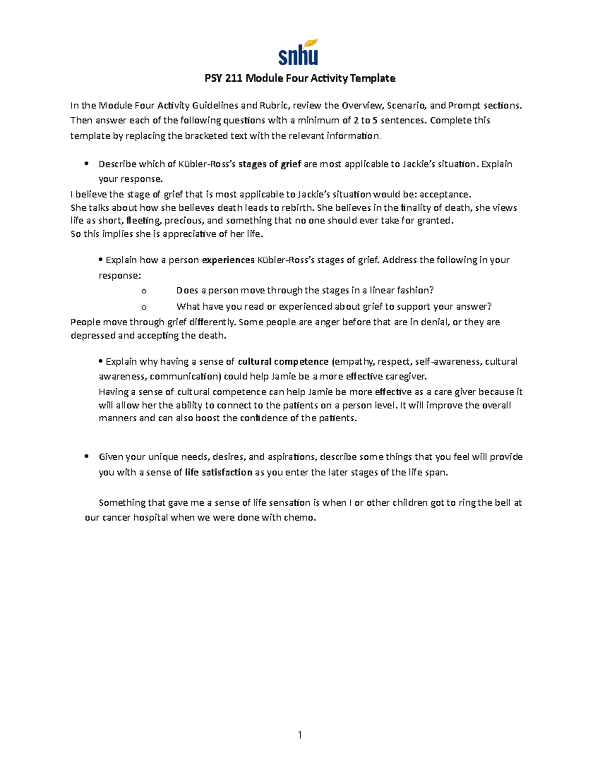 PSY 211 4-2 Activity - PSY 211 Module Four Activity Template In the ...