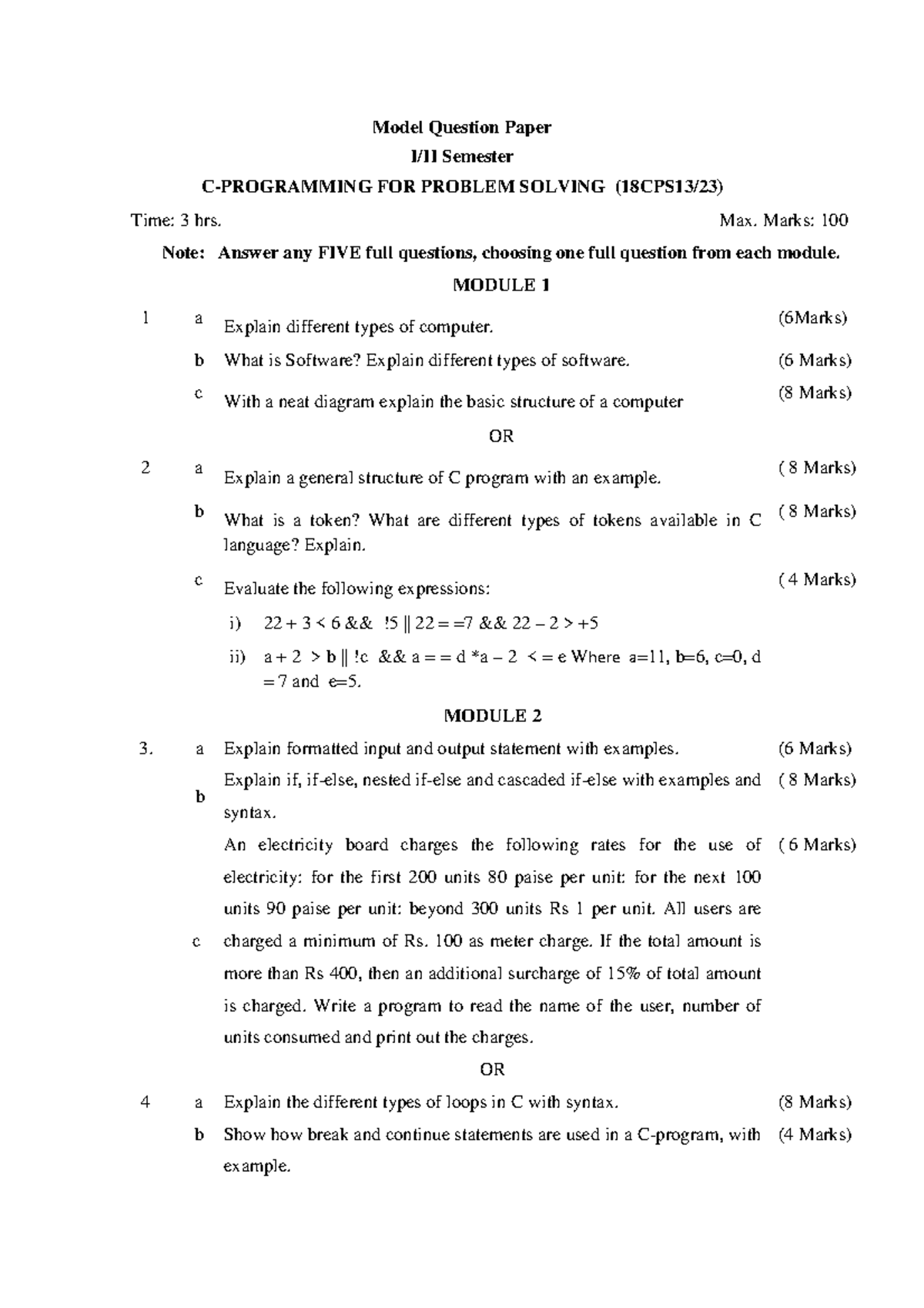 programming and problem solving sppu question paper